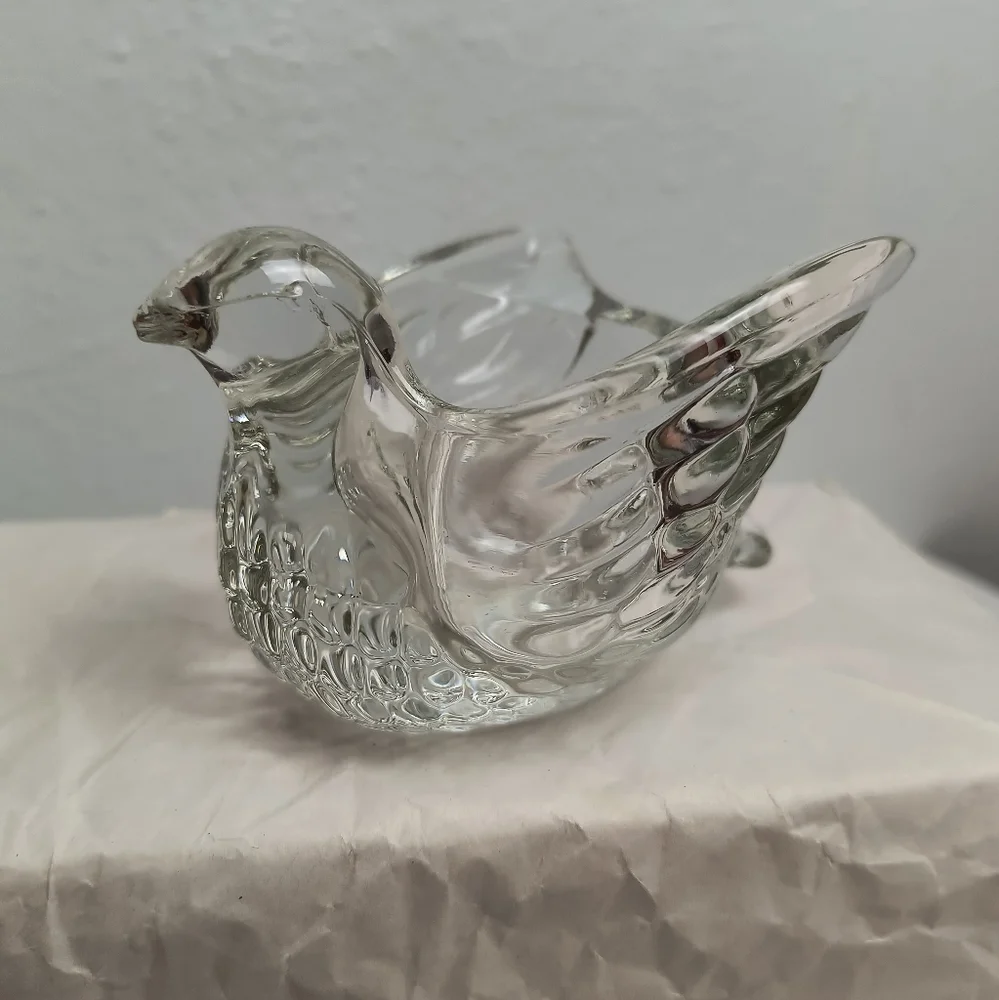 Avon Vintage Clear Glass Dove Candle Holder Genuine